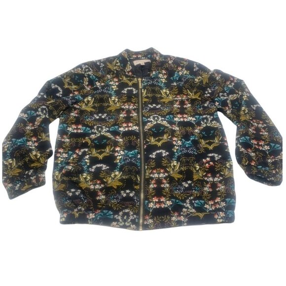 • Philosophy Apparel Floral Bomber Zip Front Jacket Black D33 - Picture 1 of 11